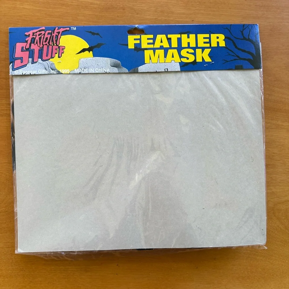 New Vintage 1995 Black Feather Silver Sequin Costume Masquerade Mask